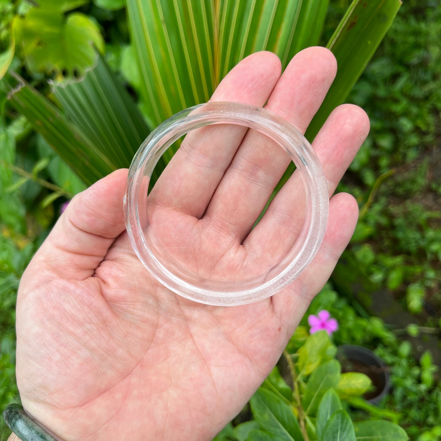 Carved Natural Rock Crystal Bangle