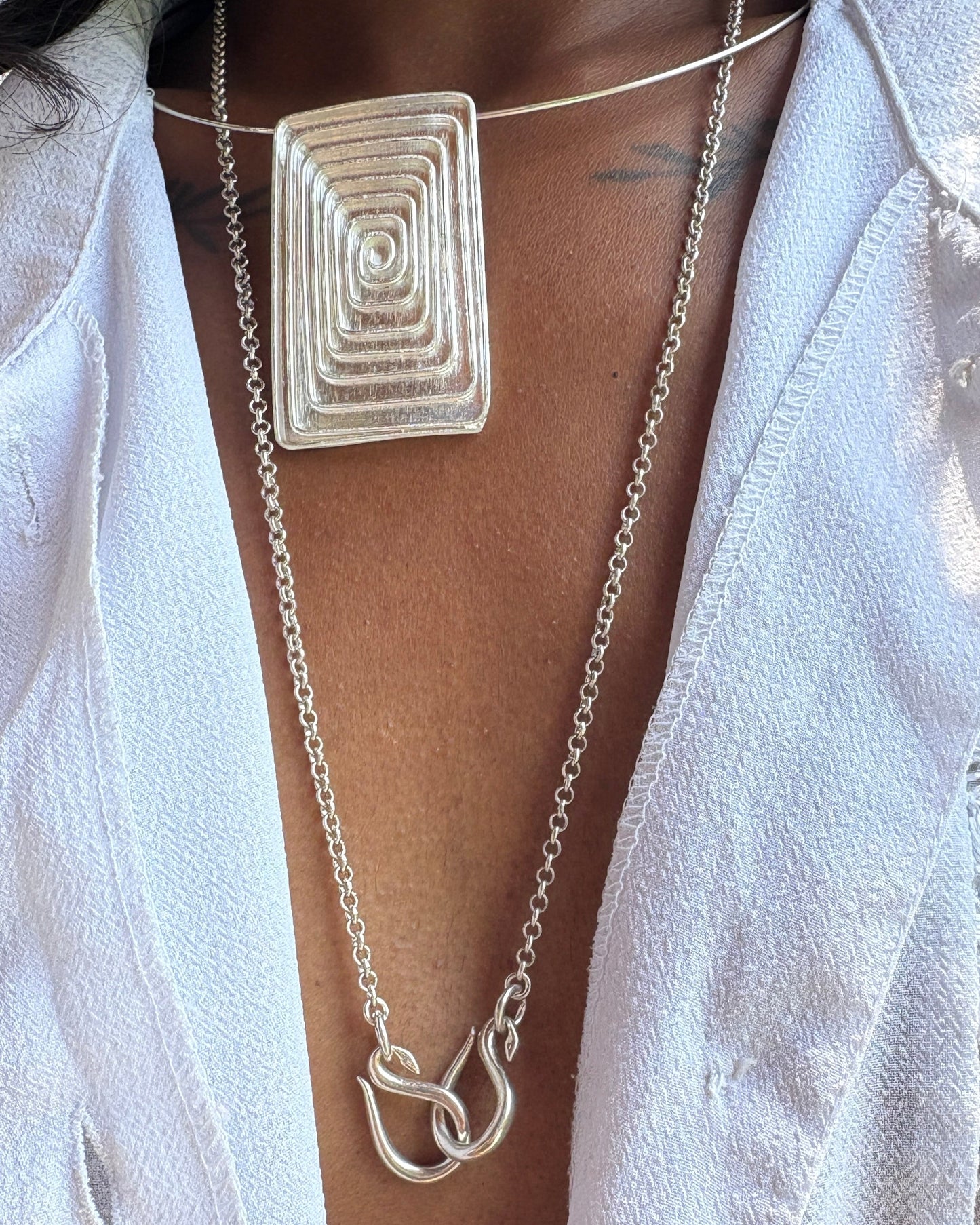 Rectangular Spiral Pendant in Sterling Silver