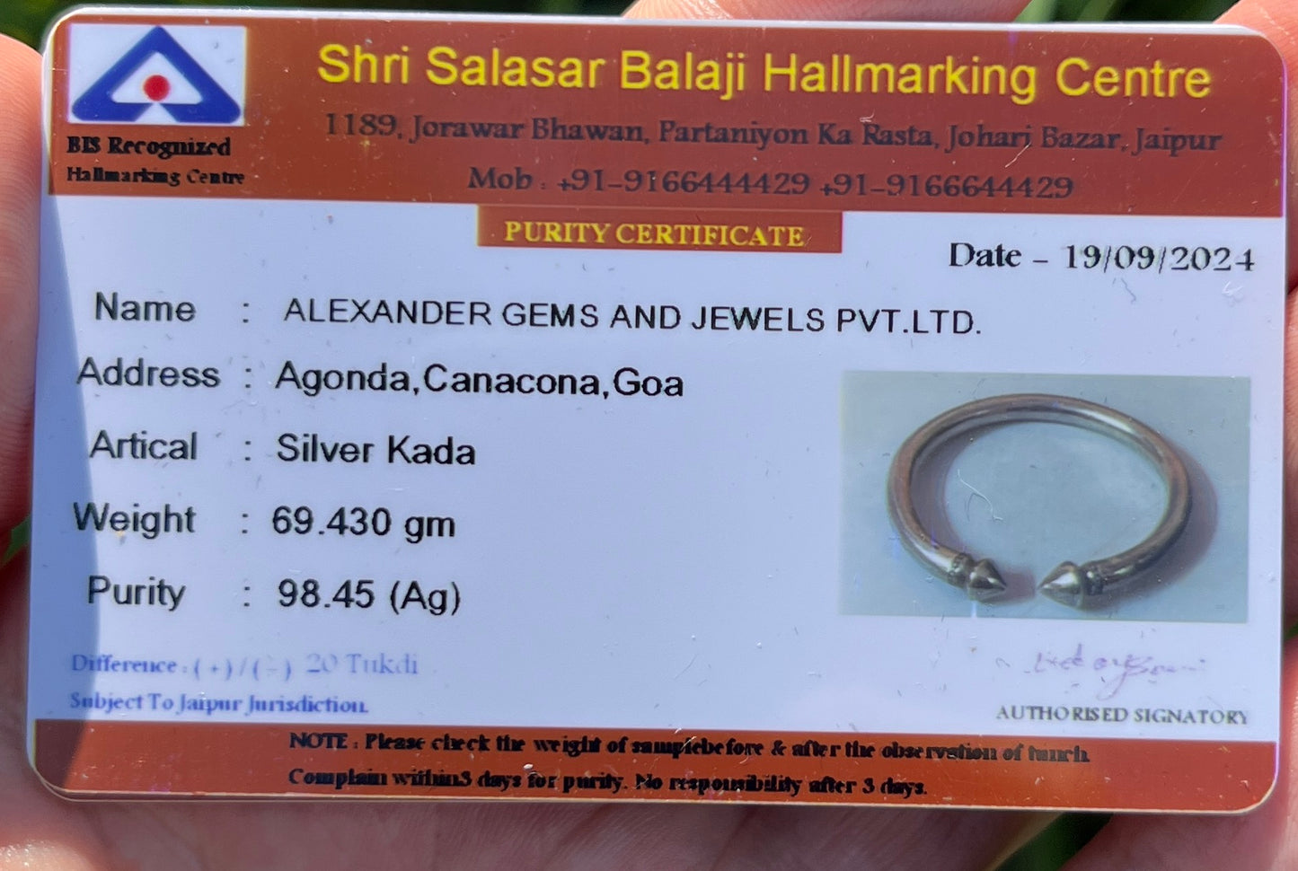 Vintage Silver Kada (tested certified).