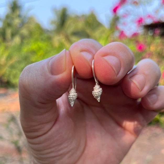 Om Shell Earrings in Sterling Silver