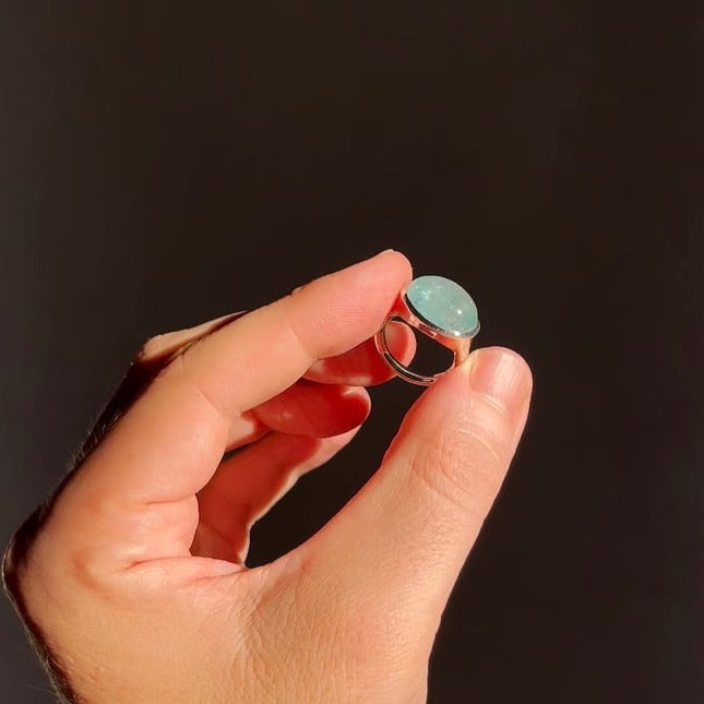 Natural Aquamarine Cabochon Ring