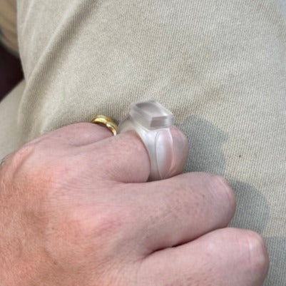 carved rock crystal ring