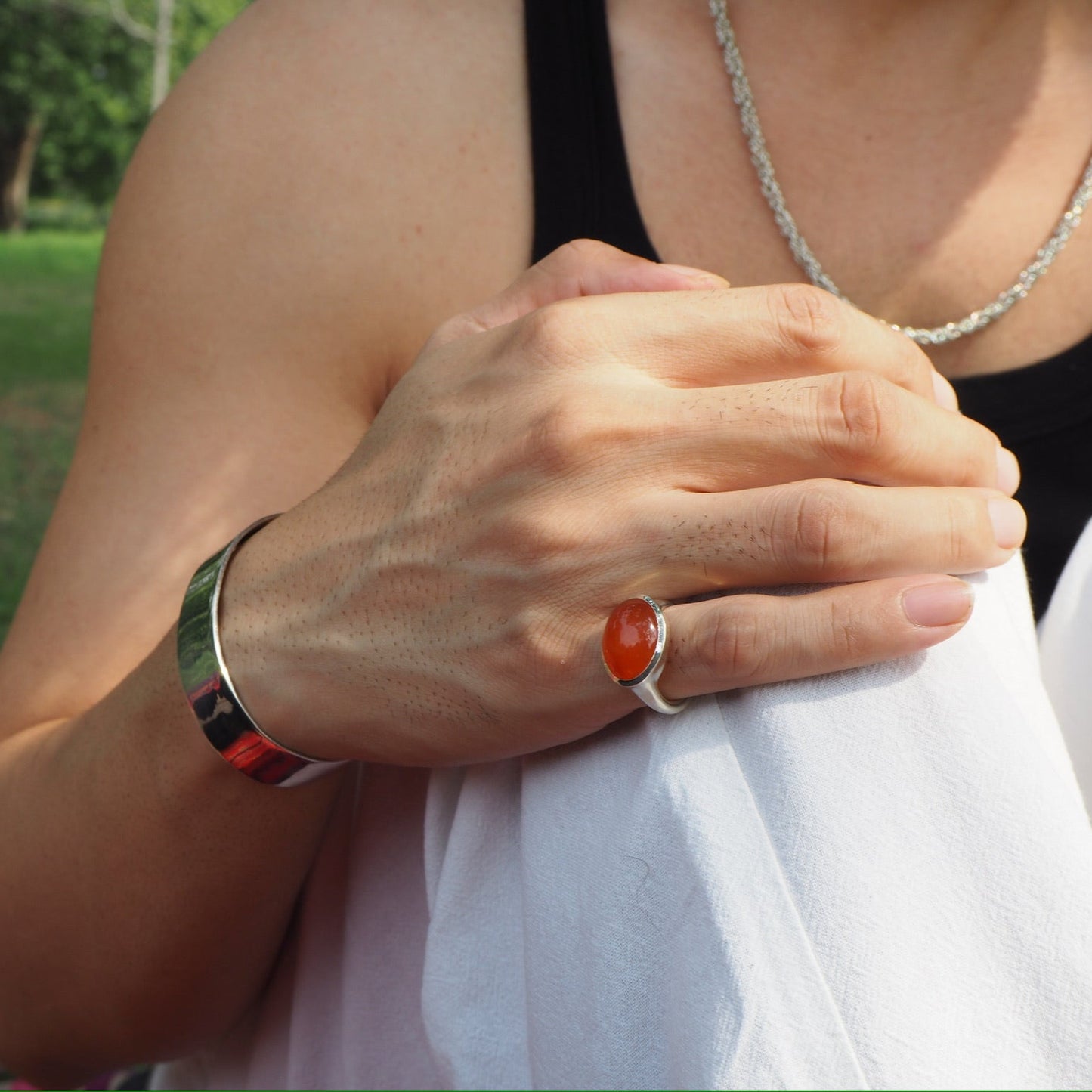 Natural Carnelian Dome Ring.