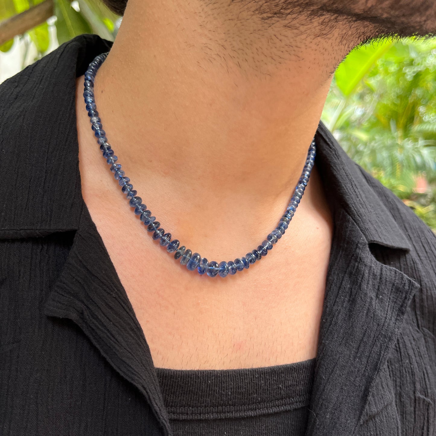 Kyanite Polished Bead Necklace.