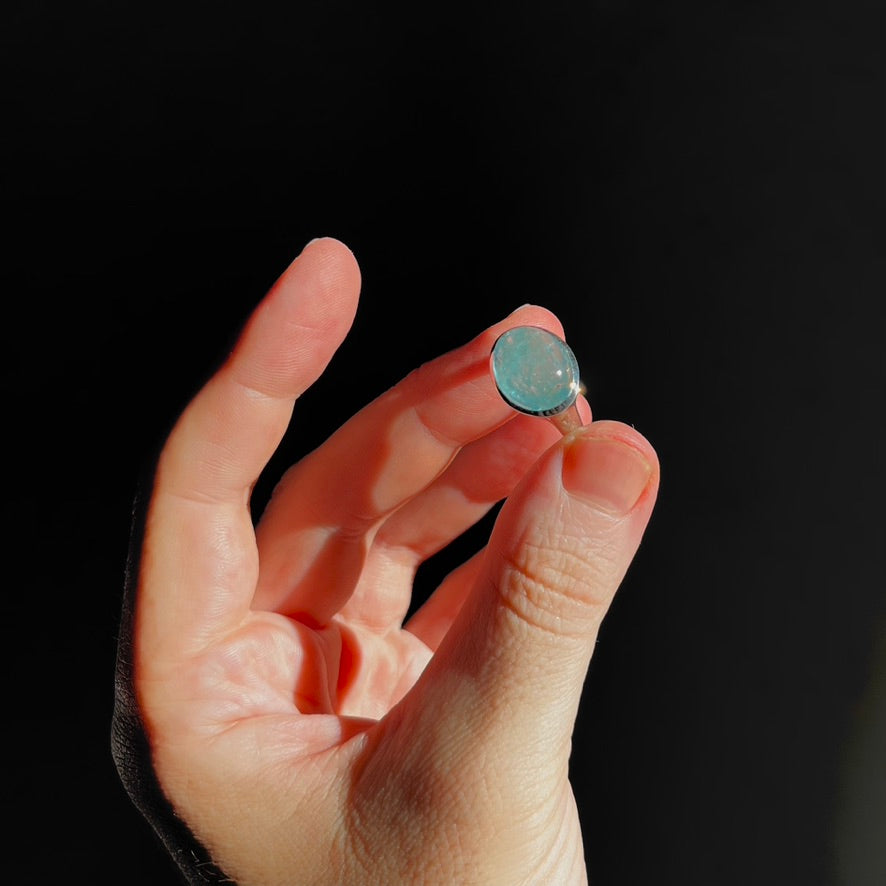 Natural Aquamarine Cabochon Ring