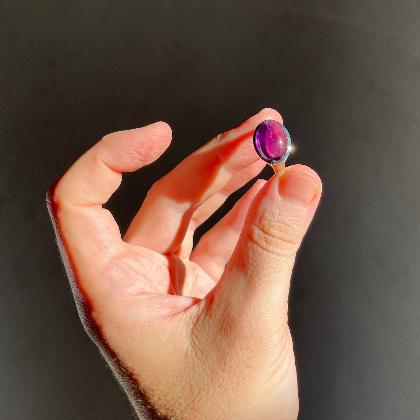 Natural Amethyst Dome Ring.