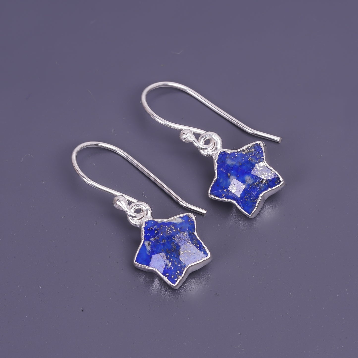 unisex star shaped lapis lazuli earings