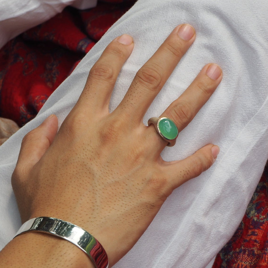 mens chrysoprase ring