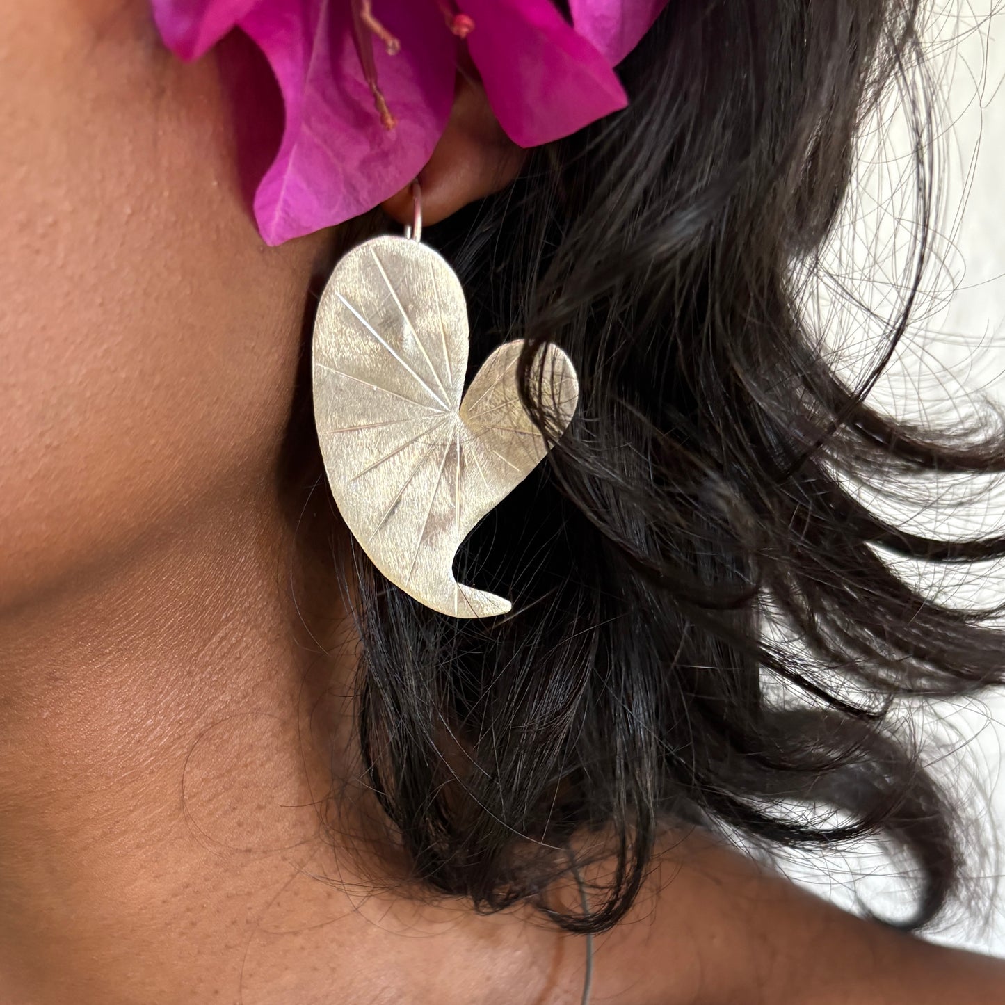 sterling silver leaf earrings