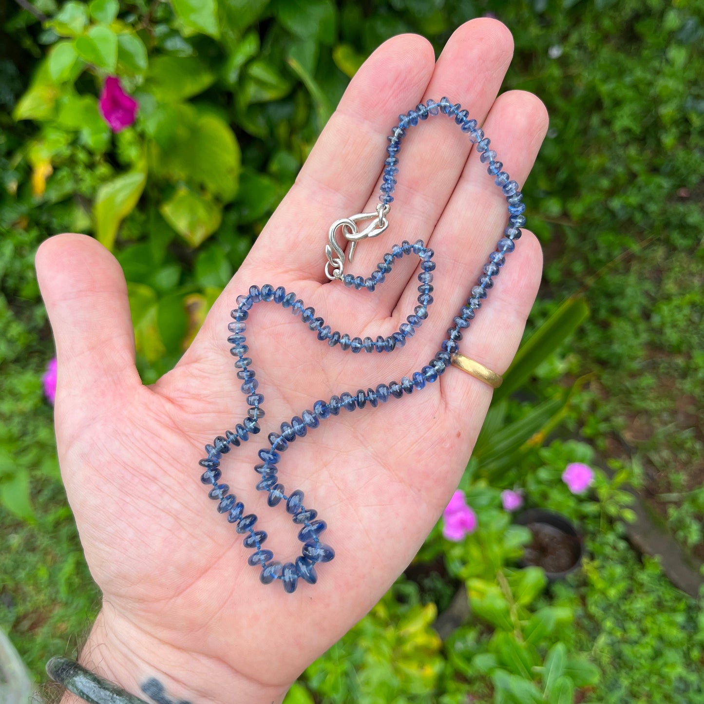 Kyanite Polished Bead Necklace
