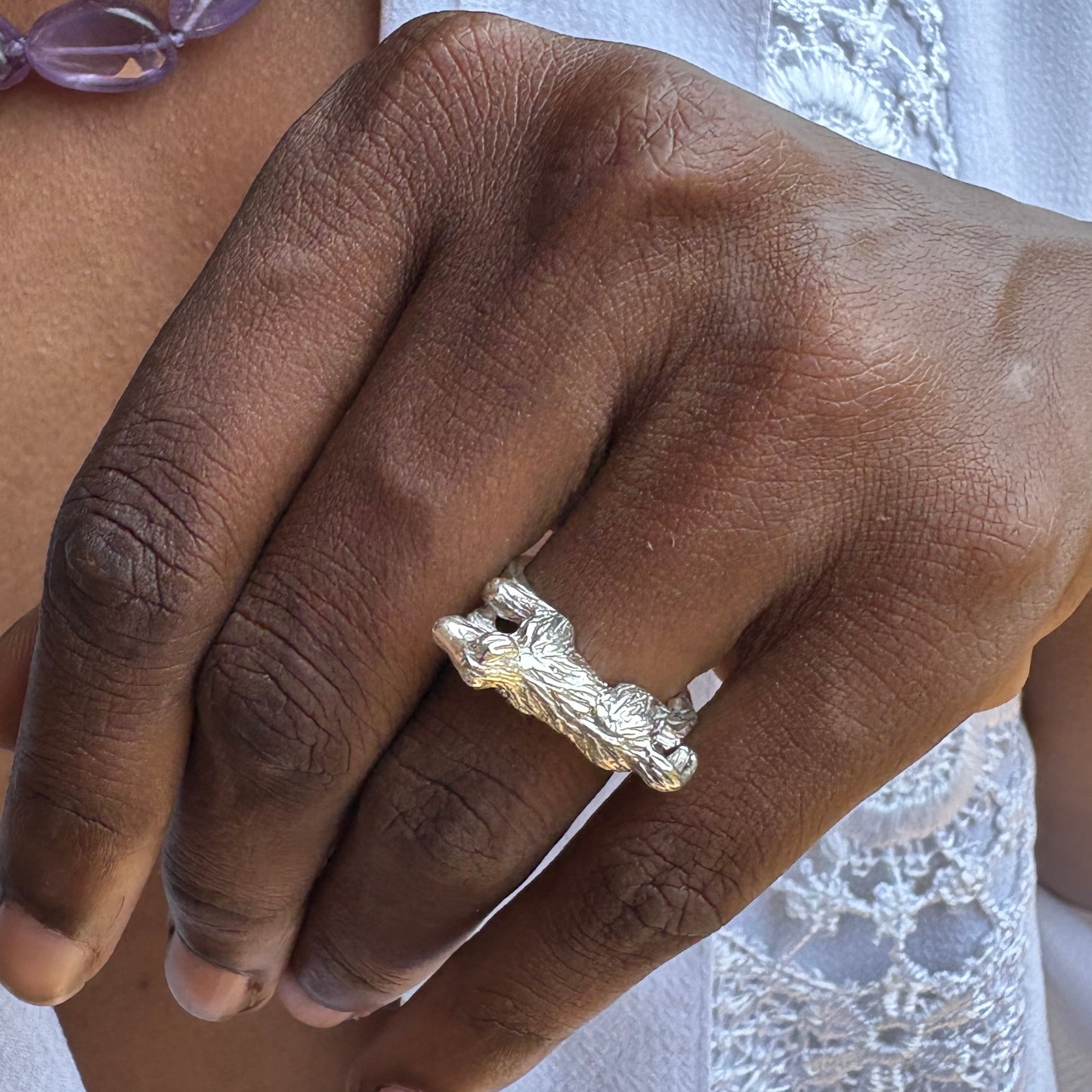 Support The Beach Dogs Ring in Sterling Silver.