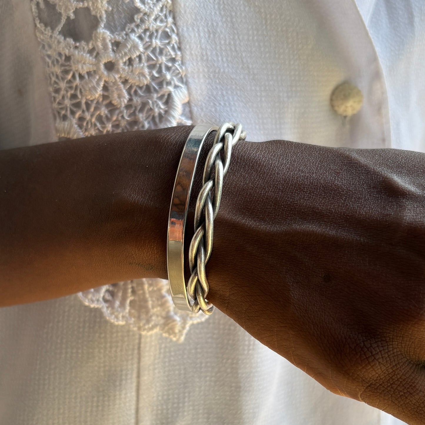 plaited silver cuff