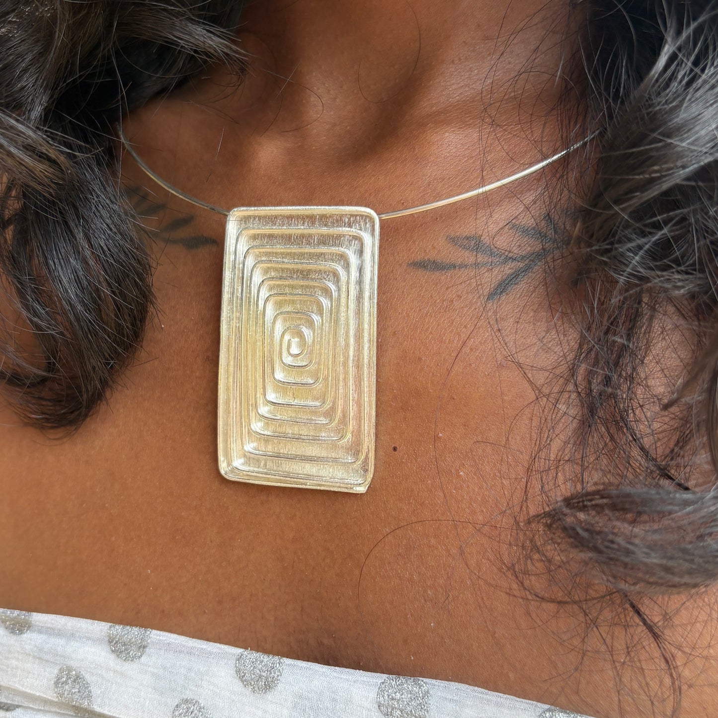 Rectangular Spiral Pendant in Sterling Silver