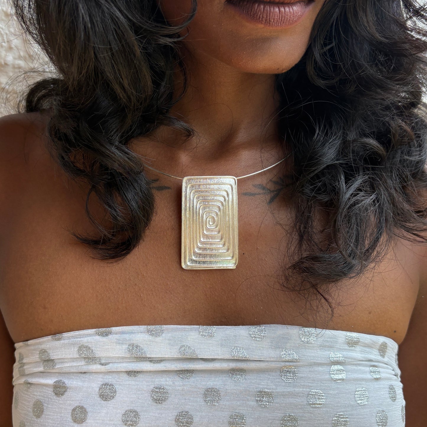 Rectangular Spiral Pendant in Sterling Silver