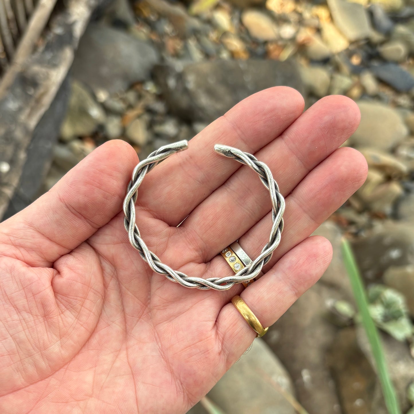 sterling silver woven cuff