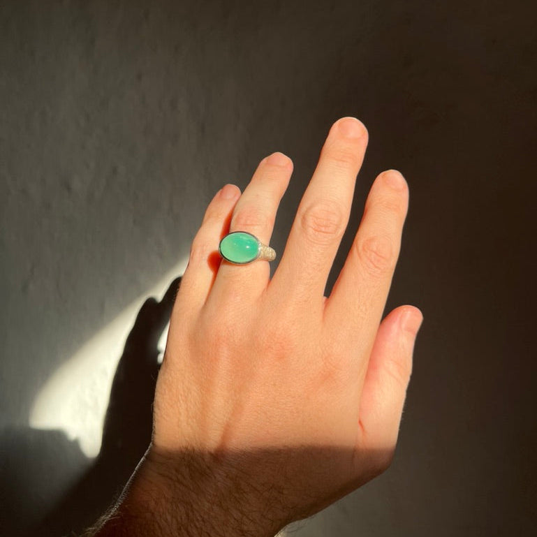 sterling silver chrysoprase ring