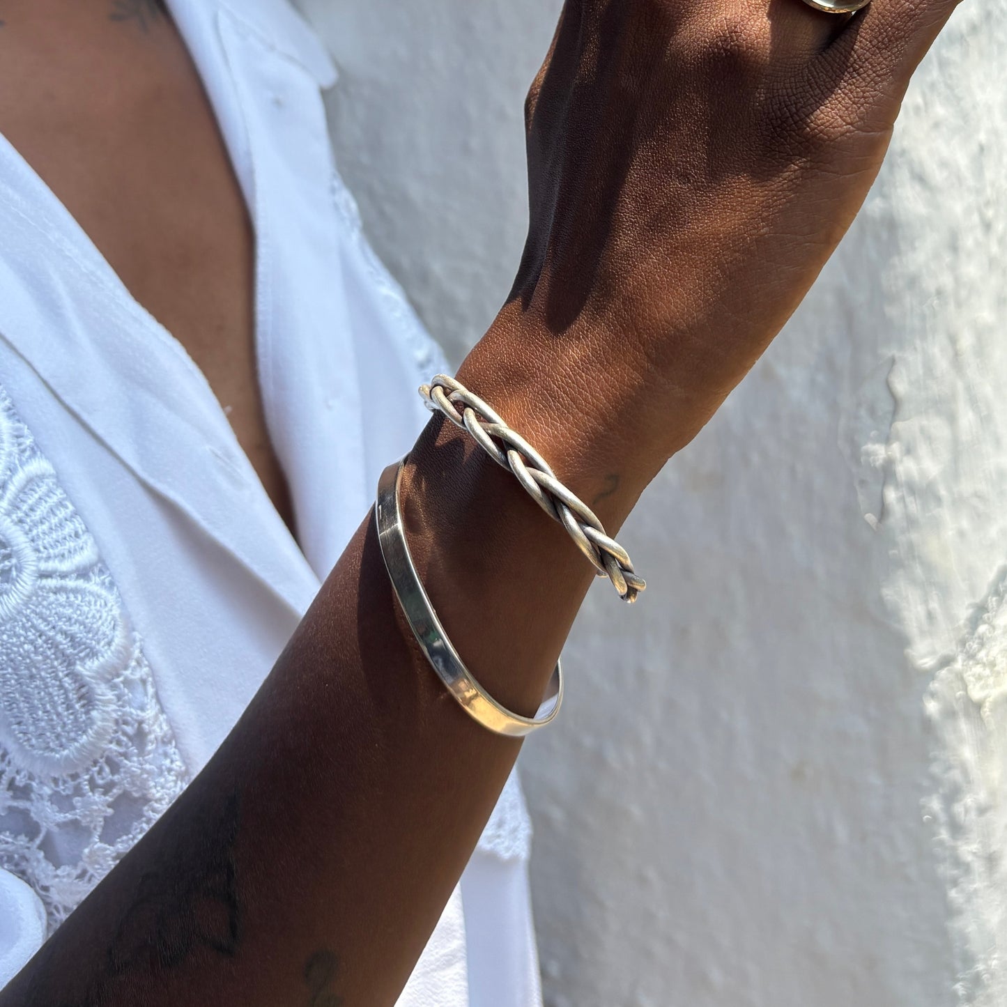 sterling silver woven cuff