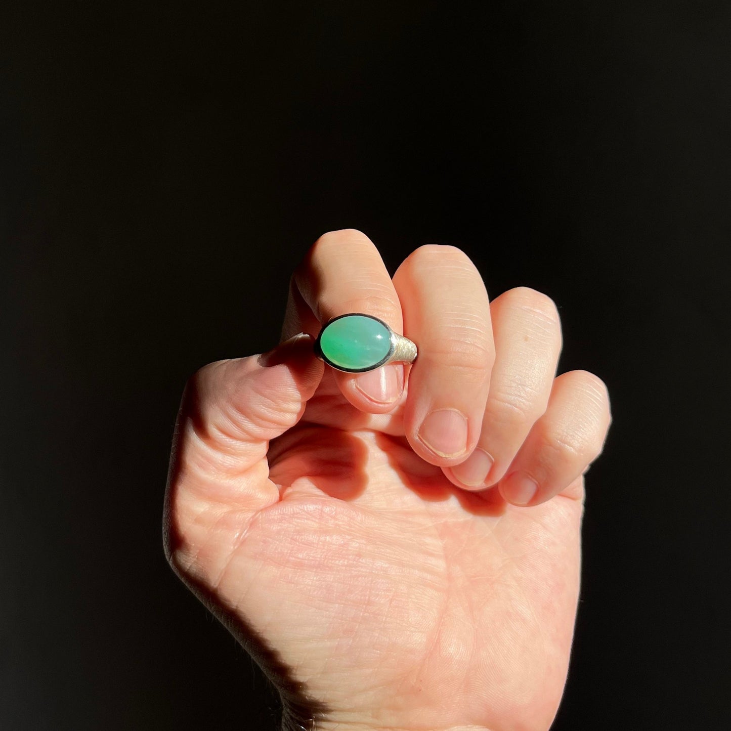chrysoprase silver ring