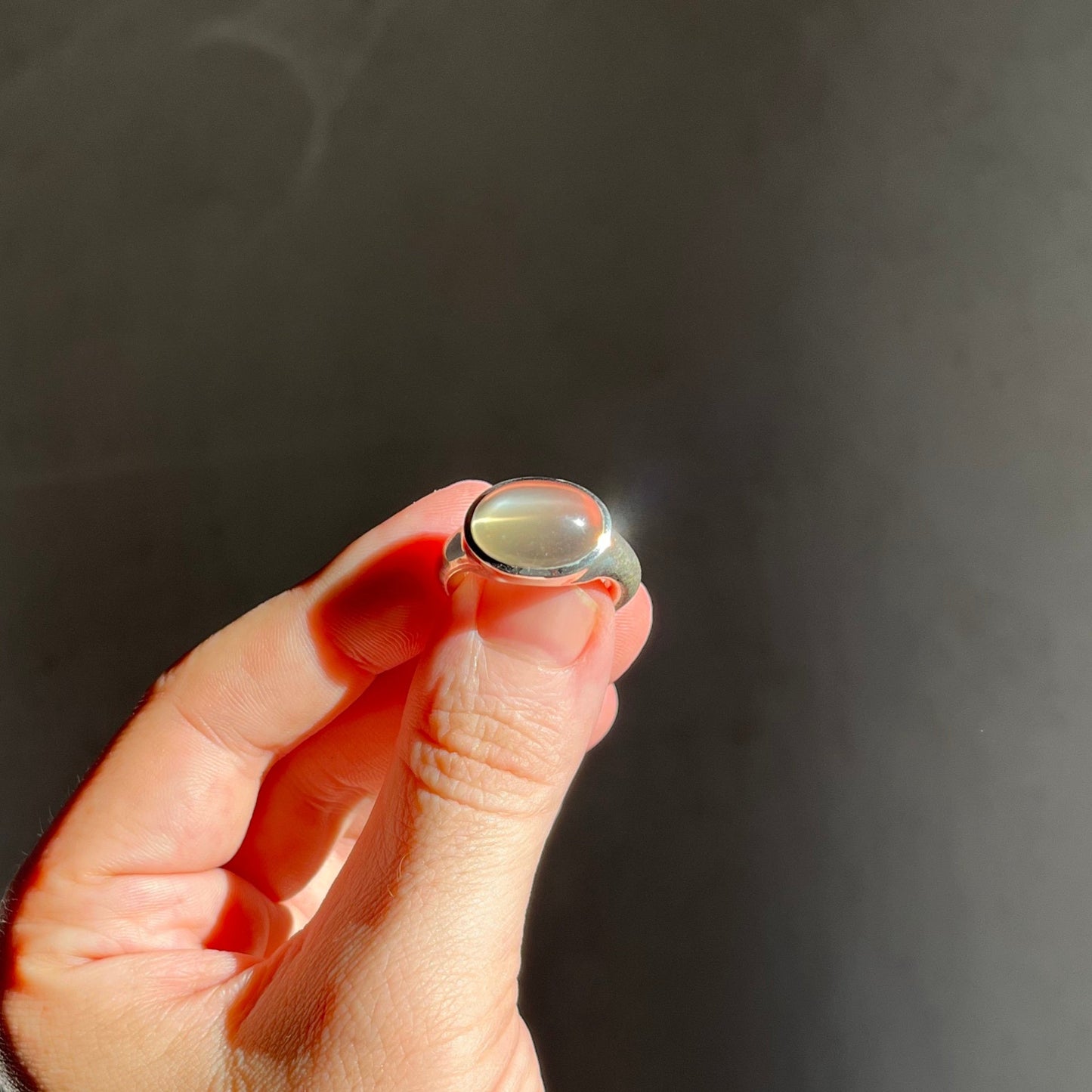 grey moonstone silver ring