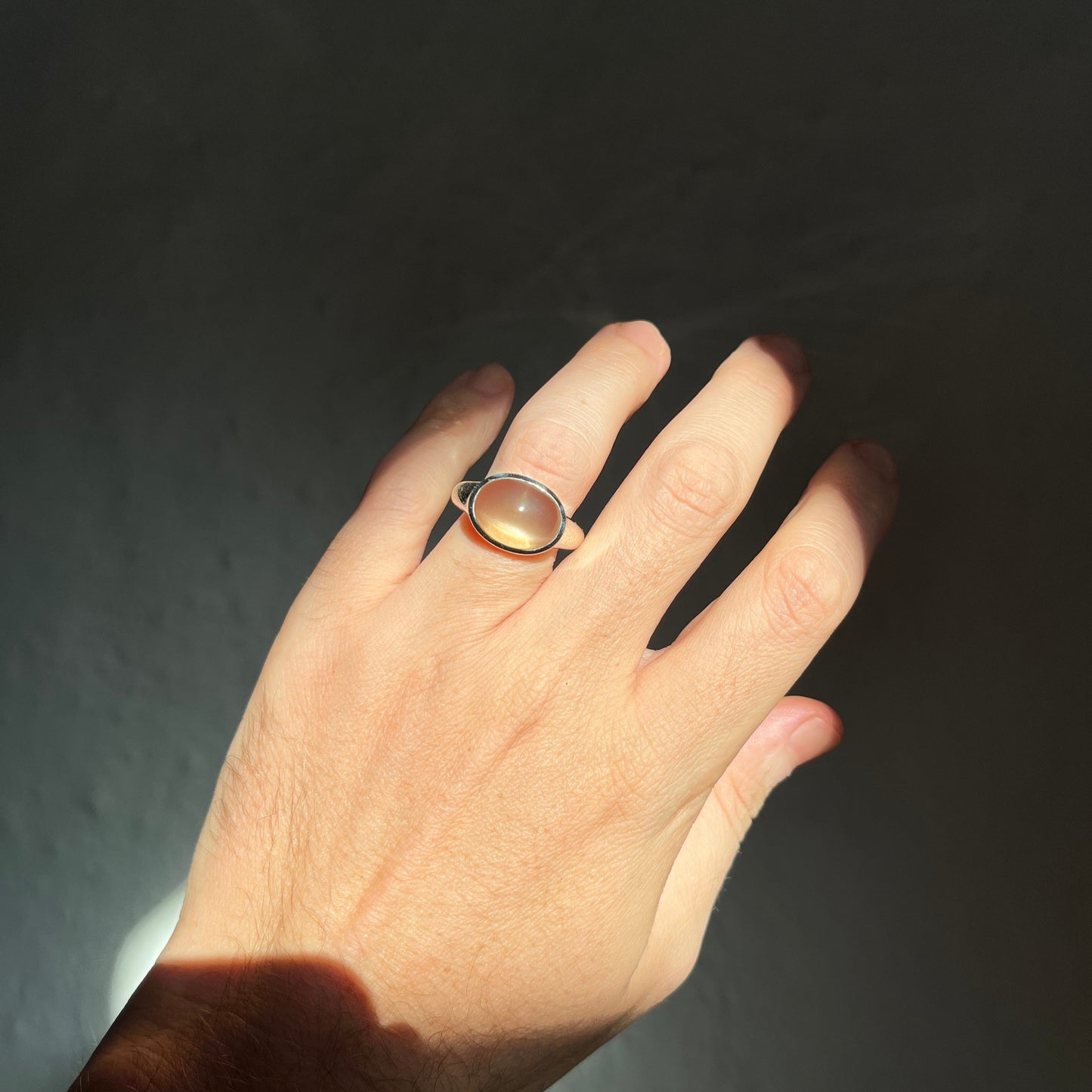 grey moonstone silver ring