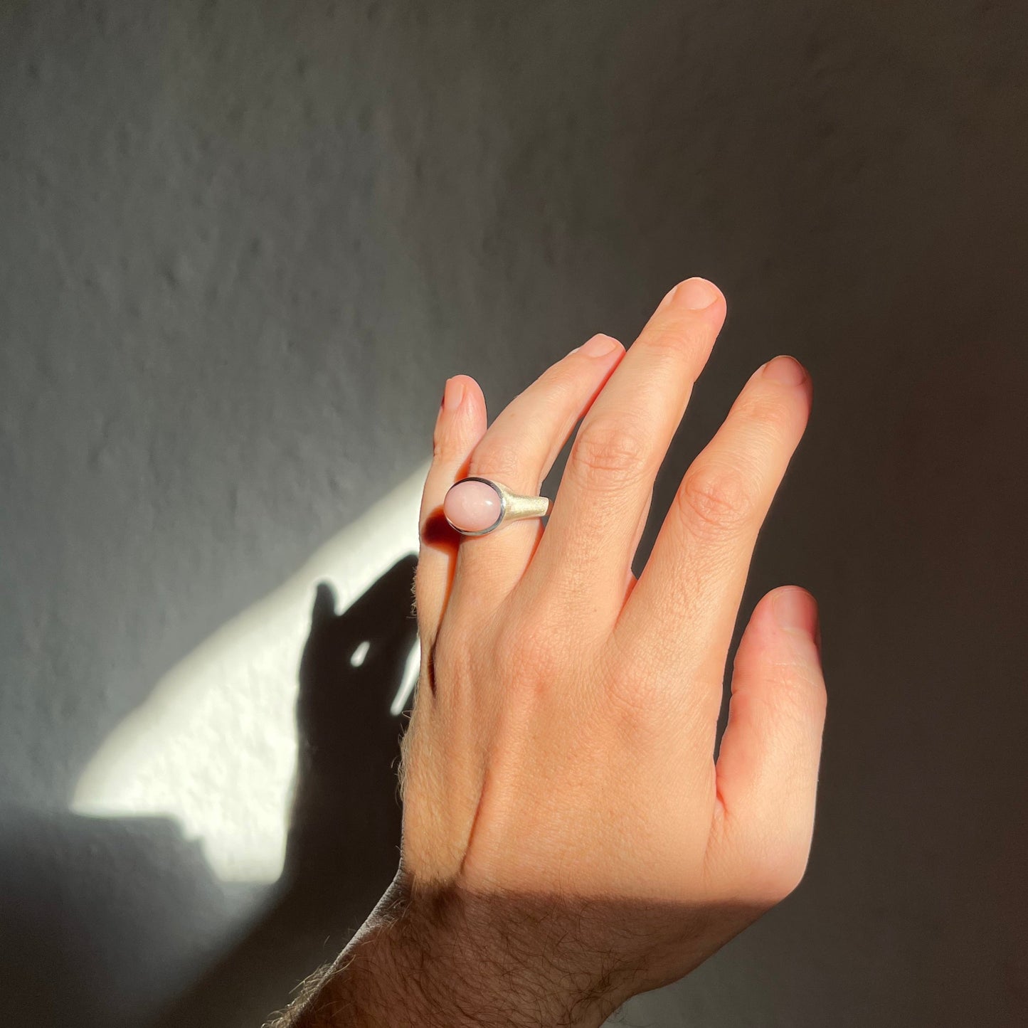 Pink Opal Silver Ring