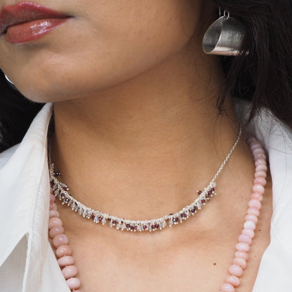 Grape Vine Silver Choker Necklace