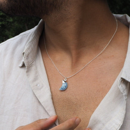 Carved Moon Pendant Necklace (Unisex)
