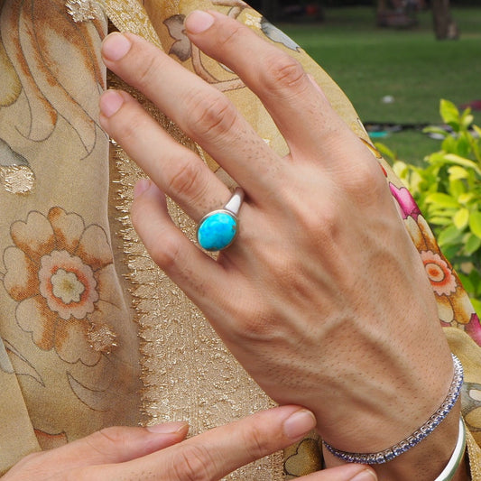 Irani Turquoise Cabochon Ring (wide band limited edition).
