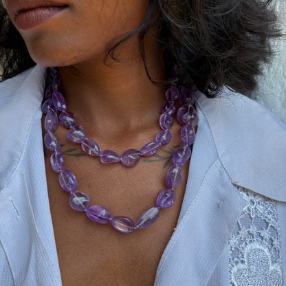 Long Strand Of Amethyst Pebbles.