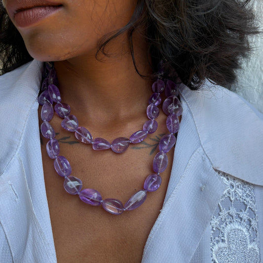 Long Strand Of Amethyst Pebbles.