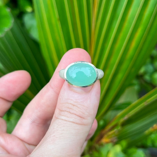 Natural Chrysoprase Cabochon Ring
