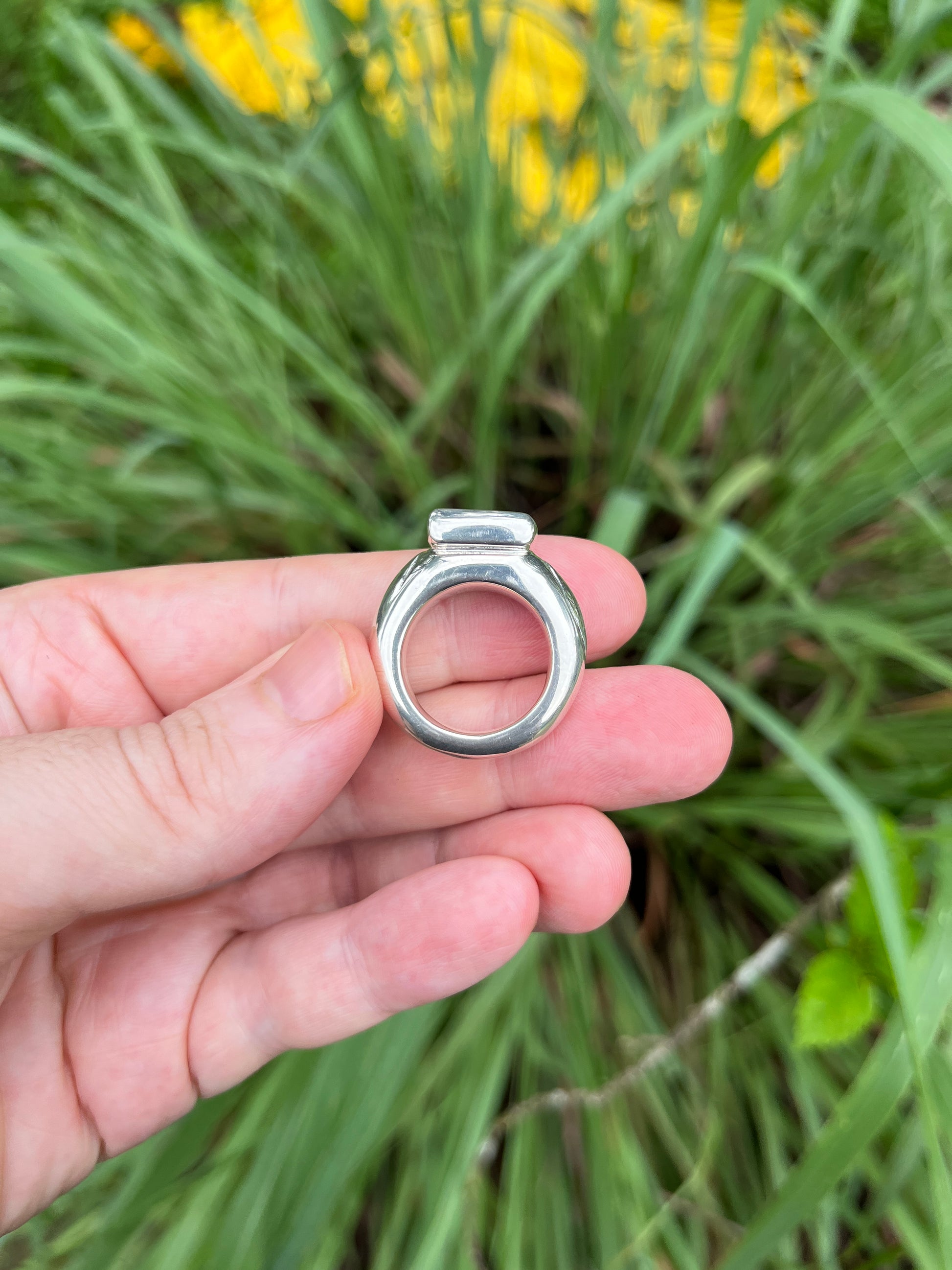 Heavy Carved Silver Ring