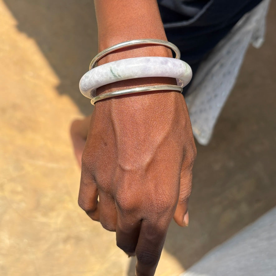 Sterling Silver Bangle 2 Piece Set (L).