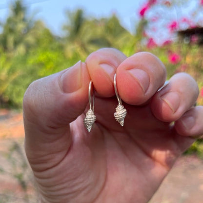 Om Shell Earrings in Sterling Silver