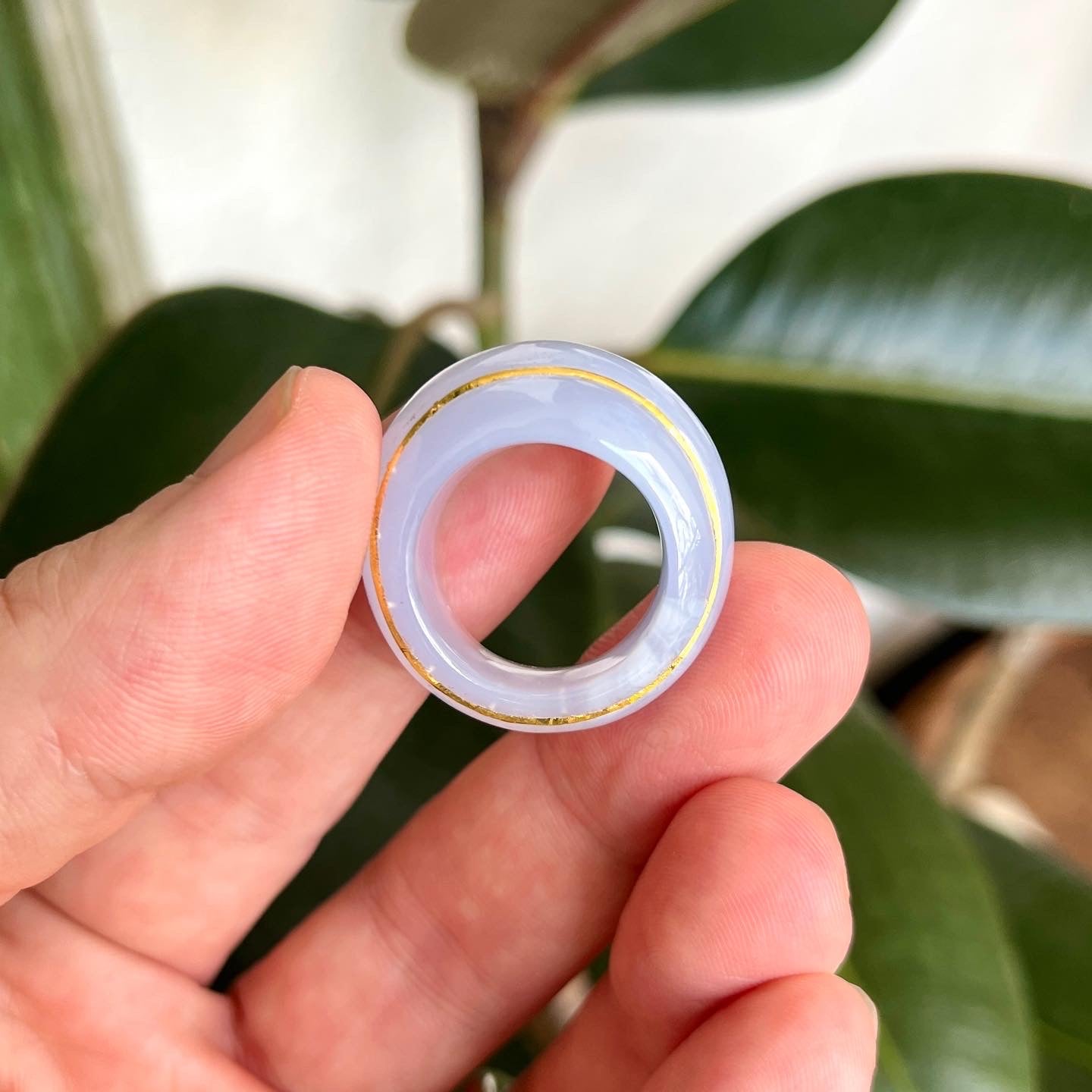 Carved Blue Chalcedony Kundan Ring Suzanne Belperron