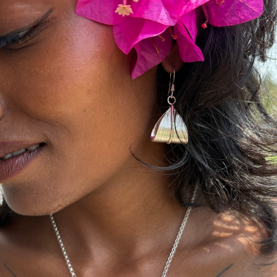 Cinnamon Leaf Earrings in Sterling Silver