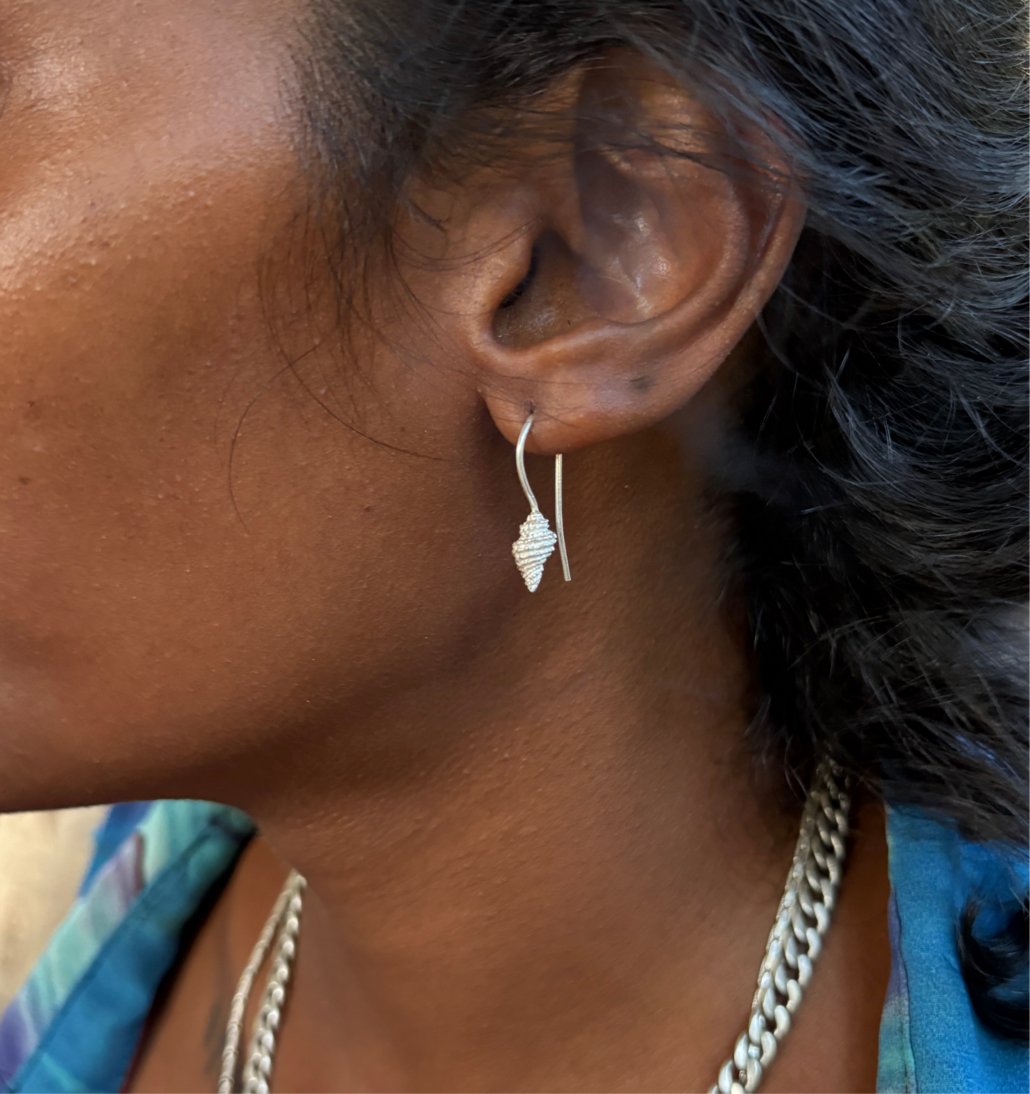 Om Shell Earrings in Sterling Silver