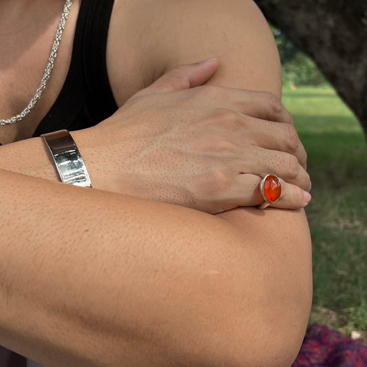 Natural Carnelian Dome Ring.