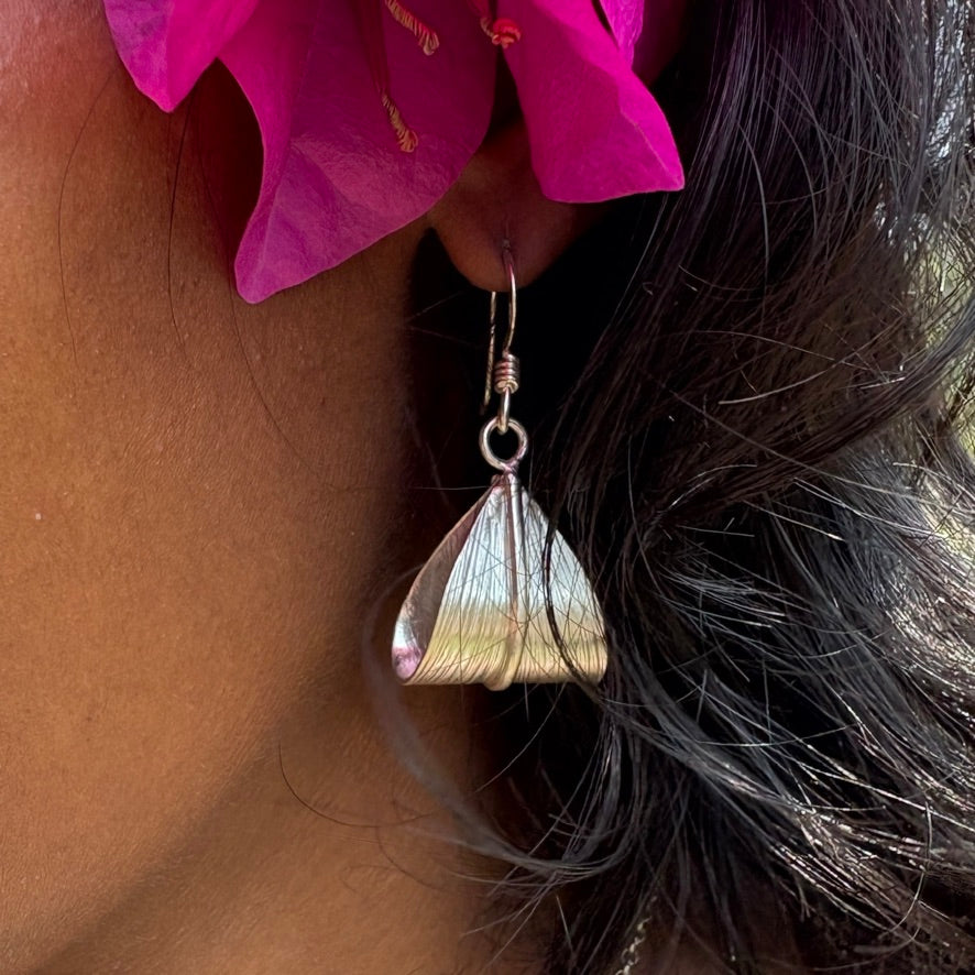 Cinnamon Leaf Earrings in Sterling Silver