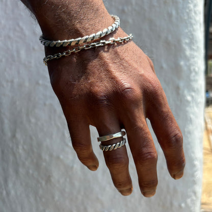 Handmade, Adjustable Double Wire Sterling Silver Ring