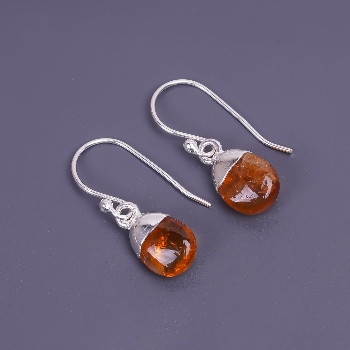 dew droplet hessonite garnet earings unisex