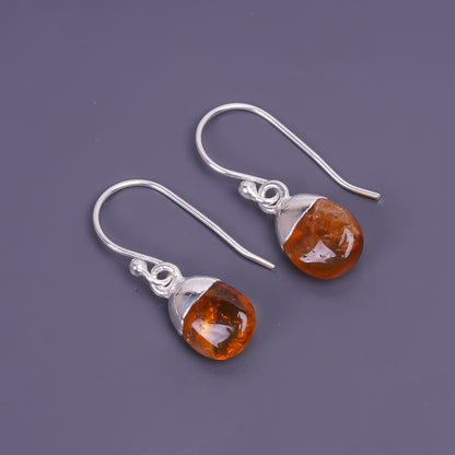 dew droplet hessonite garnet earings unisex