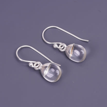 dew droplet rock crystal earings unisex