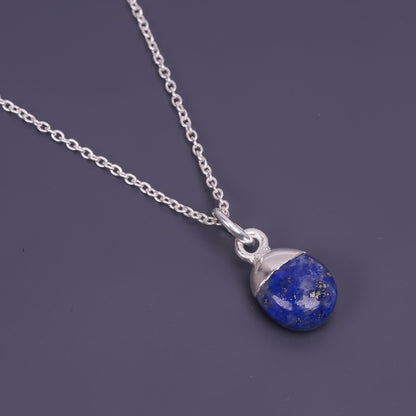 water droplet mens sterling silver chain lapis lazuli pendant necklace