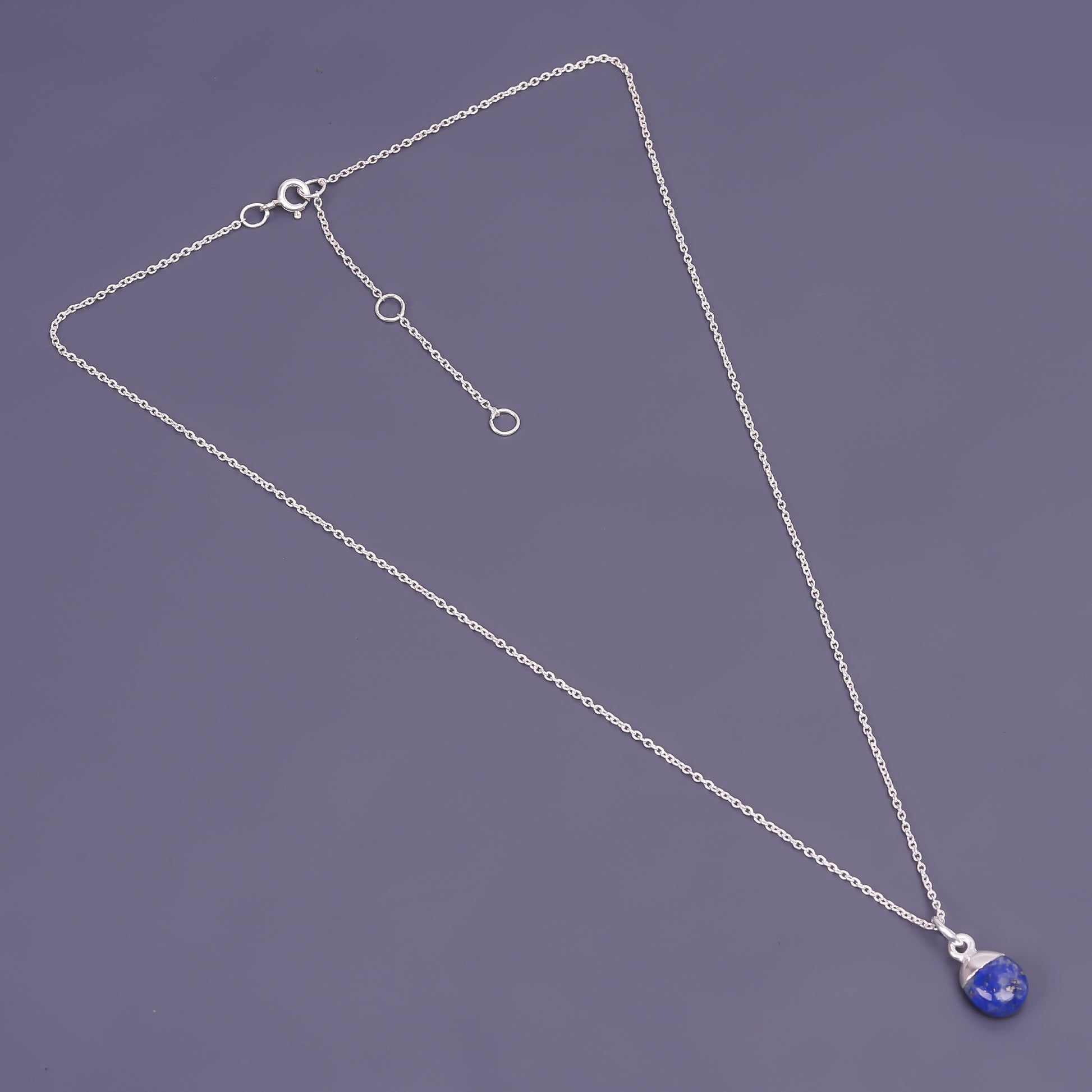 water droplet mens sterling silver chain lapis lazuli pendant necklace