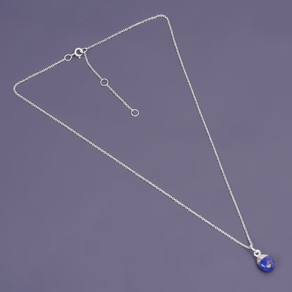 water droplet mens sterling silver chain lapis lazuli pendant necklace