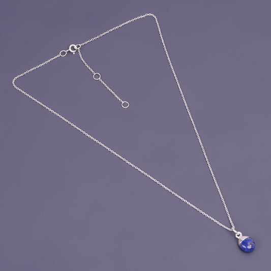 water droplet mens sterling silver chain lapis lazuli pendant necklace