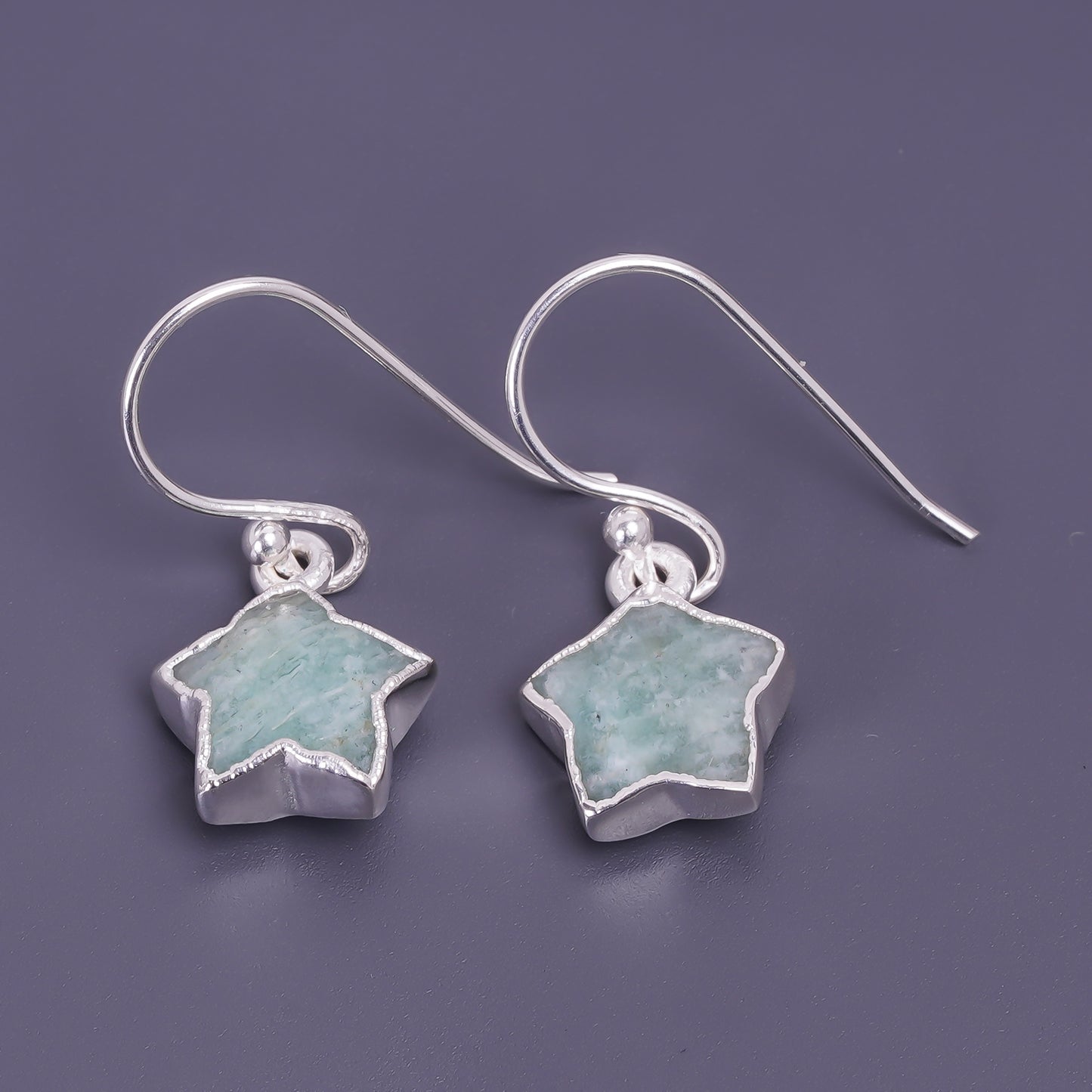 unisex star shaped amazonite earings