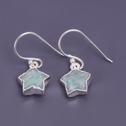 unisex star shaped amazonite earings