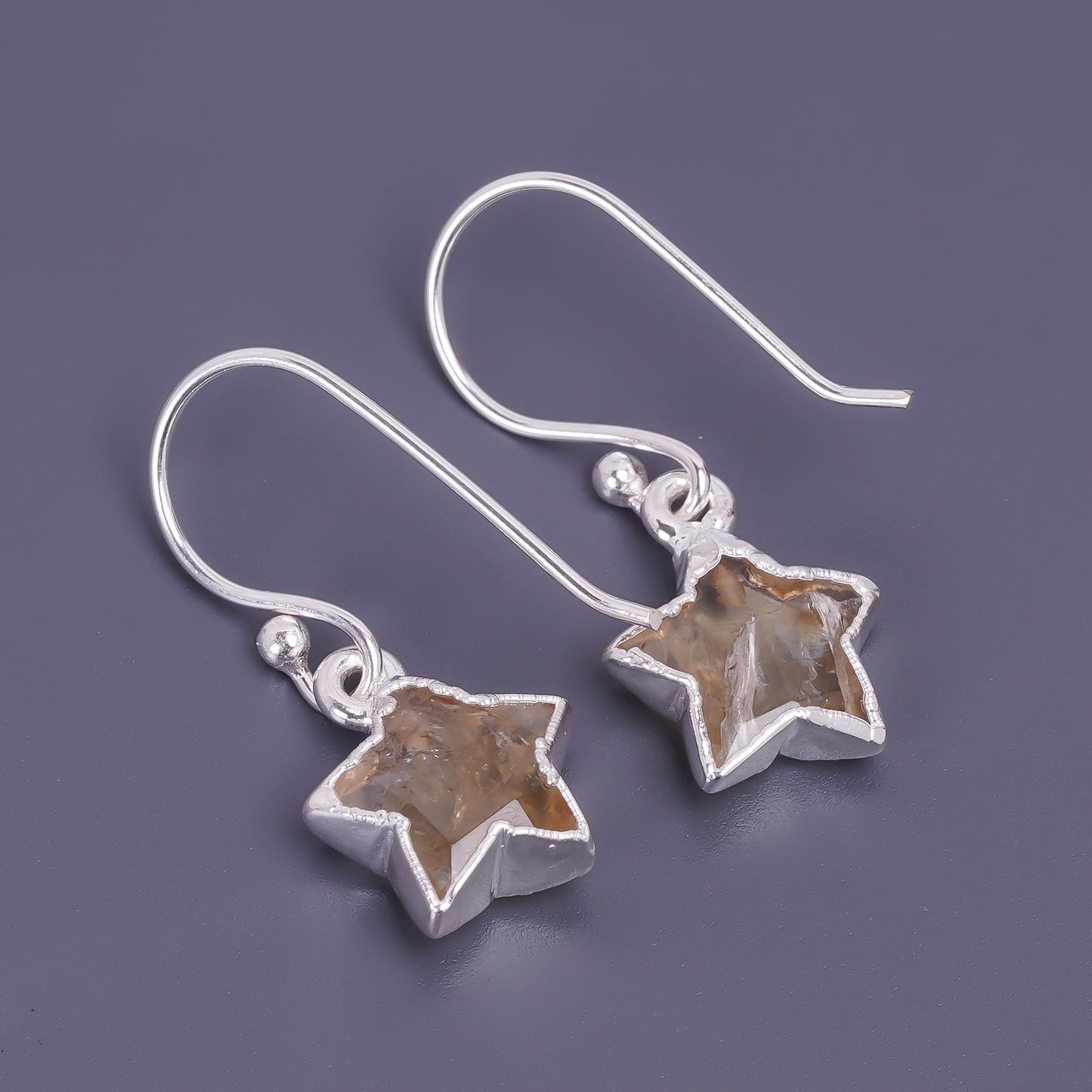 unisex star shaped citrine earings